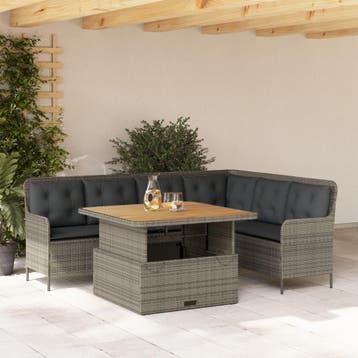 vidaXL 2-delige Loungeset met kussens poly rattan grijs, Verzenden, Loungeset