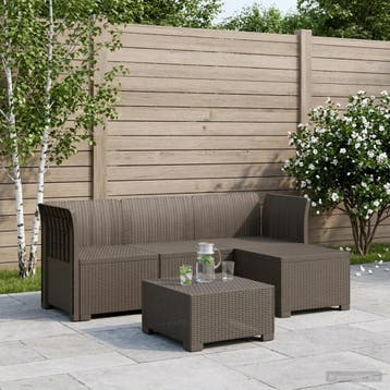 vidaXL 4-Zitter Tuin Sofa Rattan Look PP Lichtgrijs, Verzenden, Nieuw