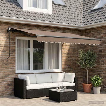 vidaXL Uitschuifbare luifel Taupe 400 × 350 cm Stof en, Verzenden
