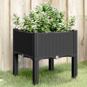 vidaXL Plantenbak met poten 40x40x42 cm polypropeen zwart, Verzenden, Nieuw