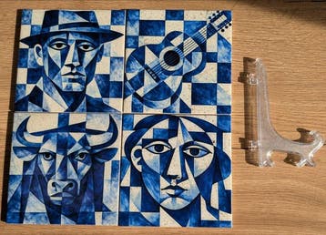 Galerie Teejo - TEEJO - ART TILES – Blue Cubist Quartet -