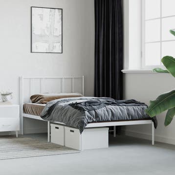 vidaXL Bedframe met hoofdbord metaal wit 90x200 cm, Verzenden