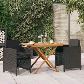 vidaXL 3-delige Tuinset met kussens zwart, Tuin en Terras, Verzenden, Nieuw, Tuinset