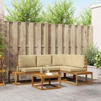 vidaXL Buiten bank set met kussen 5 Stuk Natuurlijk en Beige, Verzenden, Nieuw