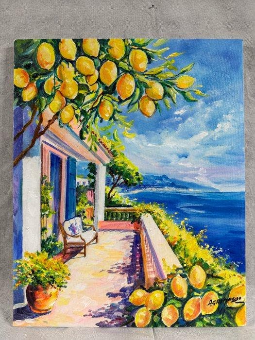 Alfredo Grimaldi (1950) - Profumo di Costiera, Antiquités & Art, Art | Peinture | Classique