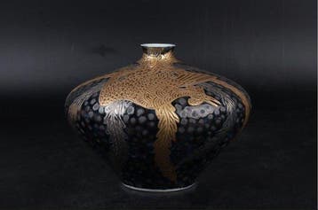 Ikebana vaas - Porselein - Japan - Tetsuyu Kinsai Phoenix