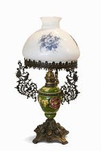Lampe à huile - Spelter & Majolica – Décoration florale, Antiquités & Art