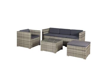 Veiling - Loungeset Punta Cana L - Polyrotan - Grijs-gemelee, Tuin en Terras, Nieuw