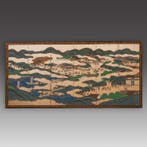 Byôbu  (vouwscherm) - Zijde, Papier, Gelakt hout,, Antiek en Kunst