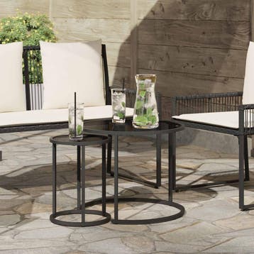 vidaXL Koffietafel Set 2 st 55 x 55 x 45 cm staal, Verzenden, Nieuw