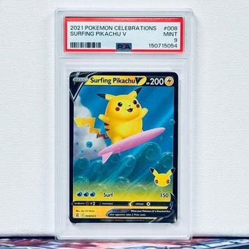 Pokémon Graded card - SURFING PIKACHU V #008 - Pokémon - PSA, Hobby en Vrije tijd, Verzamelkaartspellen | Pokémon, Nieuw