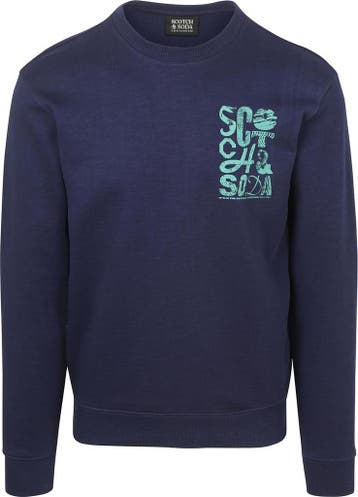 Scotch and Soda Sweater Logo Navy maat Maat 48/50 (M) Heren, Verzenden