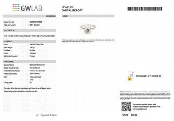 Zonder minimumprijs - Ring - 14 karaat Witgoud - 1.50ct. tw.