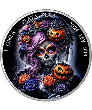 Mexico. 1 Onza 2024 BLACK HALLOWEEN , 1 Oz (.999), Postzegels en Munten