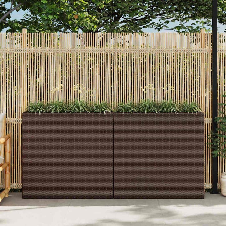 vidaXL Plantenbak verhoogd met 4 potten 2 st poly rattan, Jardin & Terrasse, Pots de fleurs, Envoi