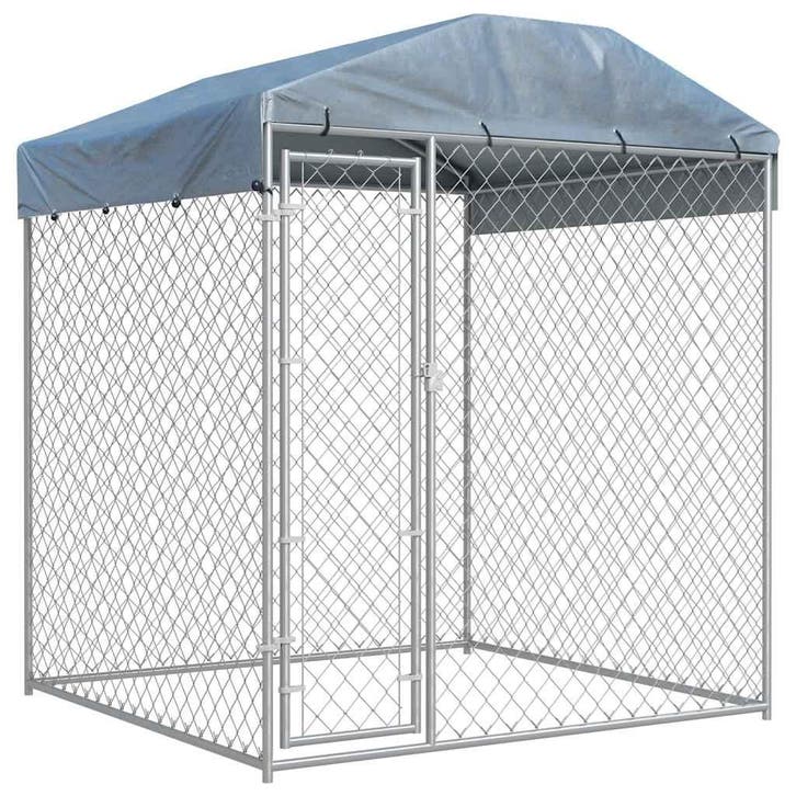vidaXL Hondenkennel voor buiten met dak 193x193x225 cm, Animaux & Accessoires, Caisses pour chiens, Envoi