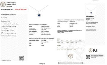 Ketting met hanger - 14 karaat Witgoud - 2.10ct. tw. Saffier