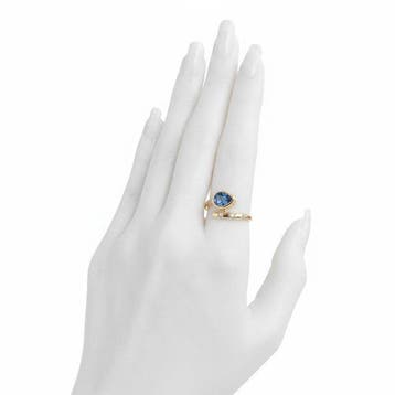 Ring - 14 karaat Geel goud - 1.38ct. tw. Saffier - Diamant, Handtassen en Accessoires, Ringen, Nieuw