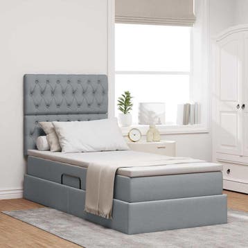 vidaXL Opslag bed met matras met opslag Lichtgrijs 90 x 200, Verzenden, Nieuw