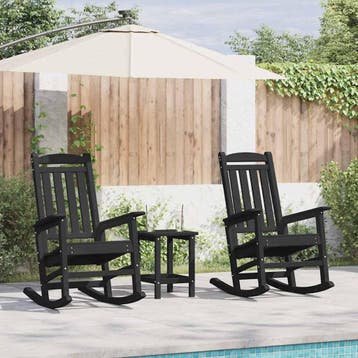 vidaXL Schommelstoel 2 st Zwart Polyetheen, Jardin & Terrasse, Verzenden