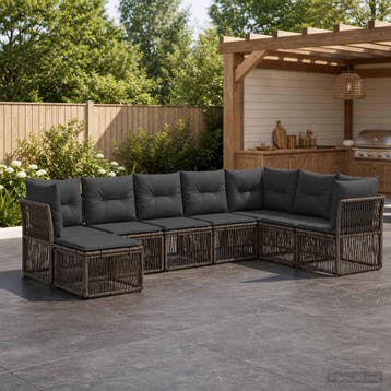 vidaXL Tuinbank Set 8 st Grijs poly rattan, Verzenden, Nieuw