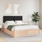 vidaXL Bedframe met Gevoerde Hoofdbord Zwart 140 x 190 cm, Verzenden, Nieuw