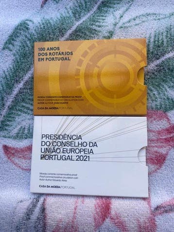 Portugal. 2 Euro 2021/2026 Conselho da UE + Rotary (2, Postzegels en Munten