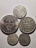 Portugal. Republic. Lote de 5 moedas de prata portuguesas,