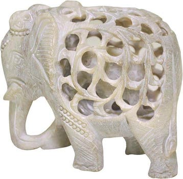sculptuur, Hand Carved Soapstone Elephant Sculpture – Mother