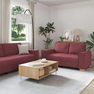 vidaXL bank / zetel 3 st Wijnrood Linnenmix Stoffen, Verzenden, Nieuw