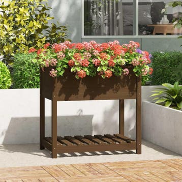 vidaXL Plantenbak met schap 82,5x54x81 cm grenenhout, Verzenden, Nieuw