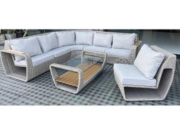 Maxxgarden Loungeset luxe rattan wicker 7 persoons met ku..., Tuin en Terras, Ophalen of Verzenden, Nieuw