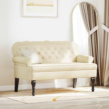 vidaXL Chesterfield Bank Crème 119,5 x 64,5 x 75 cm, Verzenden, Nieuw