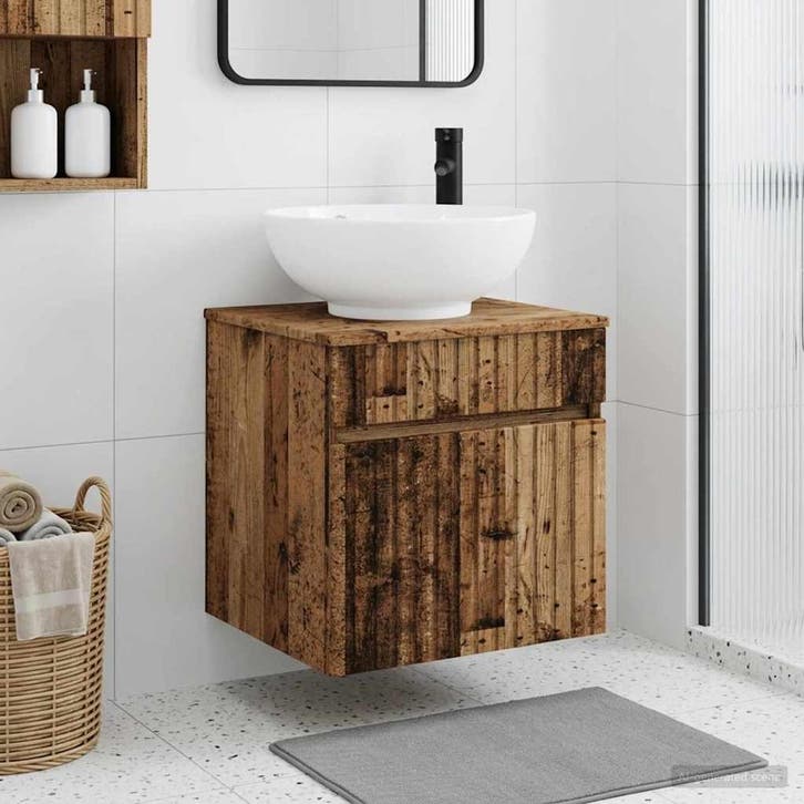 vidaXL Wandgemonteerde wastafelmeubel Oud hout 49 x 44,5 x, Maison & Meubles, Tables | Coiffeuses, Envoi