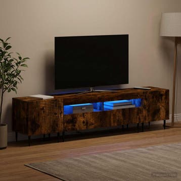 vidaXL 3-delige LED TV-kast Gerookt eiken Bewerkt hout, Huis en Inrichting, Kasten |Televisiemeubels, Verzenden, Nieuw