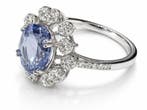 Bague - 18 carats Or blanc - 3.69ct. tw. Saphir - Diamant