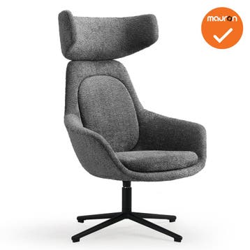 Luxe ster-poots Fauteuil - Met hoofdsteun - Grijze stofferin, Vergader- of Presentatieruimte, Ophalen of Verzenden, Nieuw zonder verpakking