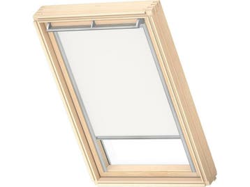 VELUX DKL - Verduisterend Rolgordijn - Zilveren Kozijn - Wit, Huis en Inrichting, Verzenden, Zo goed als nieuw
