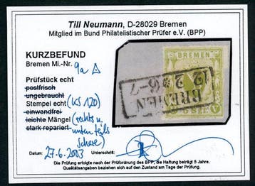 Bremen 1863 - Kastenstempel BREMEN op briefstuk met 5 Sgr.