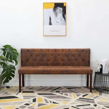vidaXL Bankje 148,5 cm kunstsuède bruin, Verzenden, Nieuw