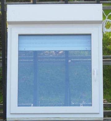 pvc raam , chassis 96 x 116 creme / zilvergrijs met rolluik, 75 tot 150 cm, Kunststof, Raamkozijn, Nieuw