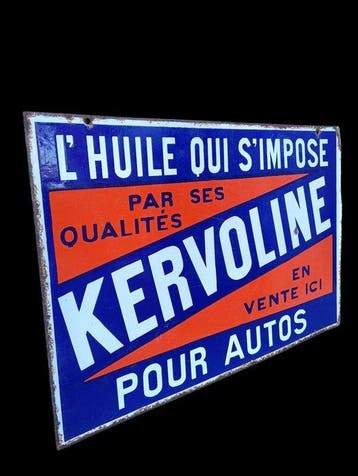 Oud geëmailleerde reclameplaat Kervoline - Emaille plaat -