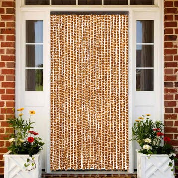 vidaXL Vliegengordijn 90x200 cm chenille okerkleurig en wit, Verzenden
