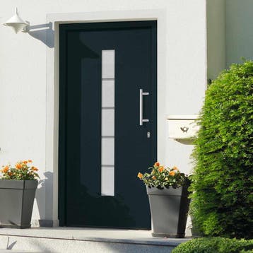 vidaXL Voordeur 100x210 cm aluminium en PVC antraciet, Verzenden