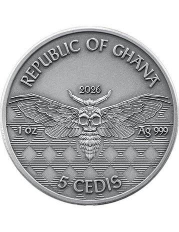 Ghana. 5 Cedis 2026 Pilot Memento Mori , 1 Oz (.999)
