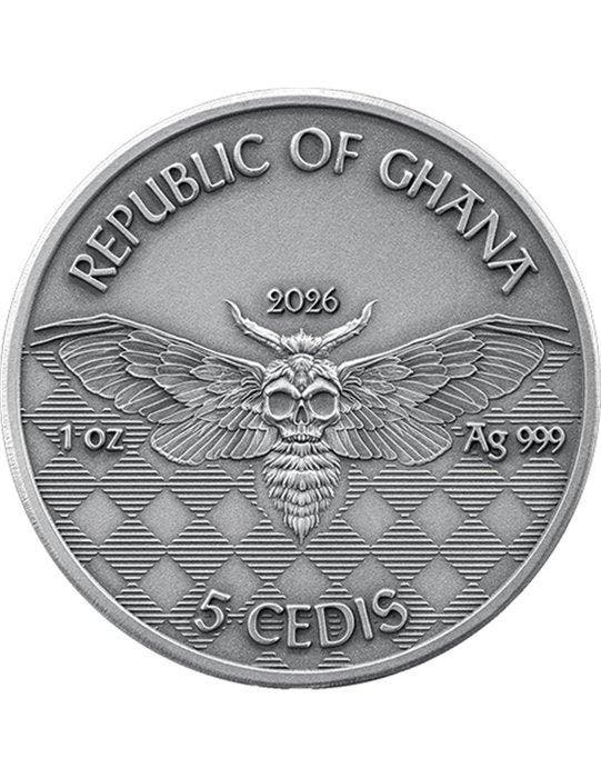 Ghana. 5 Cedis 2026 Pilot Memento Mori , 1 Oz (.999), Timbres & Monnaies, Monnaies | Europe | Monnaies non-euro