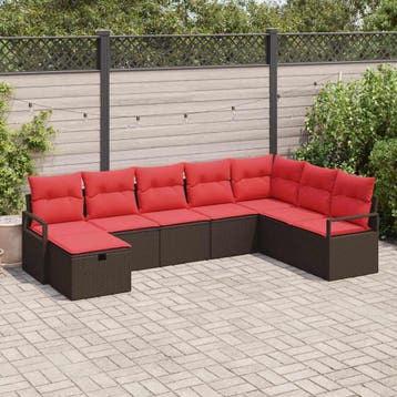 vidaXL Bankstel 6 st poly rattan, Verzenden