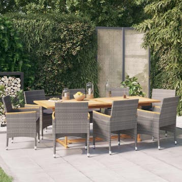 vidaXL 9-delige Tuinset met kussens grijs, Verzenden, Tuinset