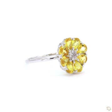 Ring - 14 karaat Witgoud - 2.18ct. tw. Saffier - Diamant, Handtassen en Accessoires, Ringen, Nieuw