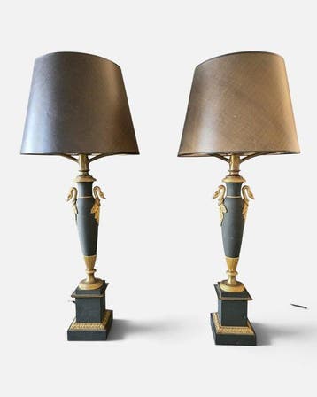 Lamp (2) - Verguld brons, Gepatineerd brons - Époque Empire, Antiek en Kunst